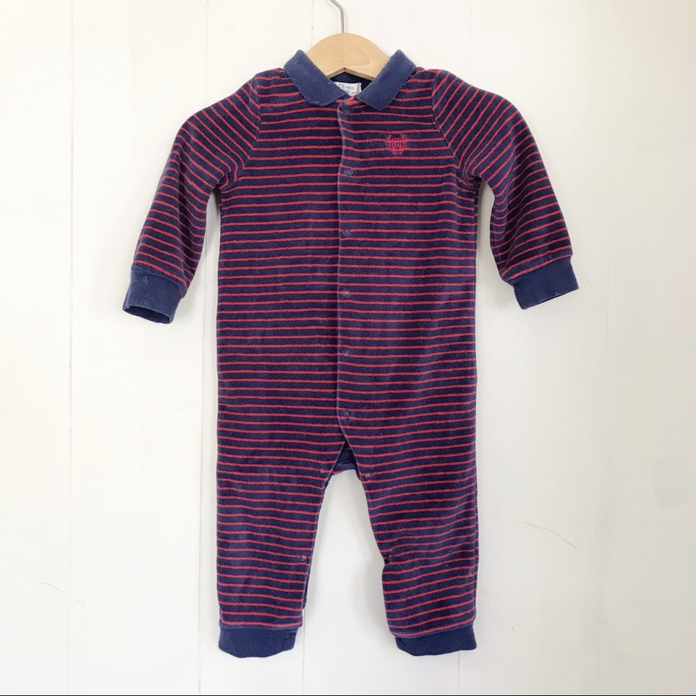 Chaps | Velour Stripe Snap One Piece Outfit